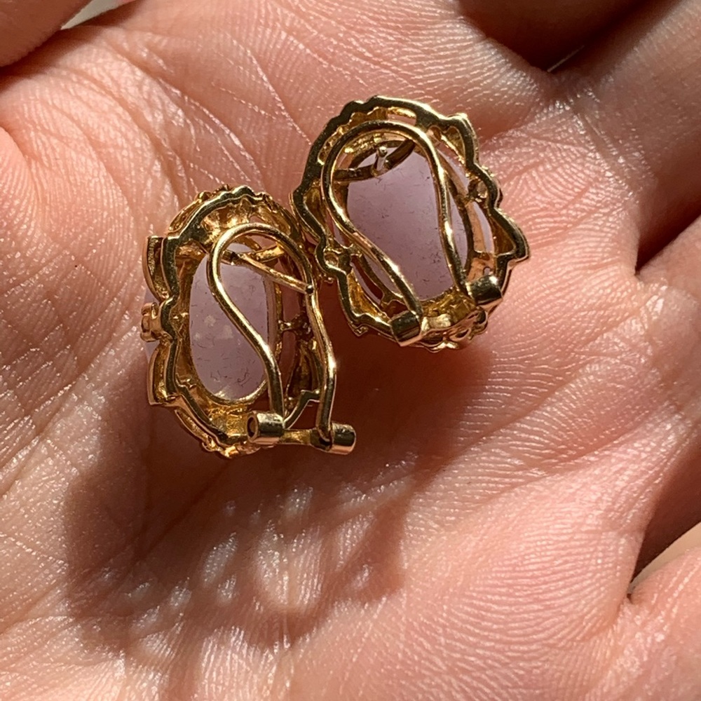 Lavender Jadeite earrings in 14k gold - Picture 3 of 10